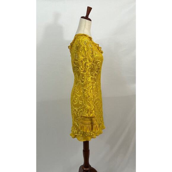 ALEXIS Sz M Medium Gold Yellow Lace One Shoulder Dress Tansy - Picture 5 of 9